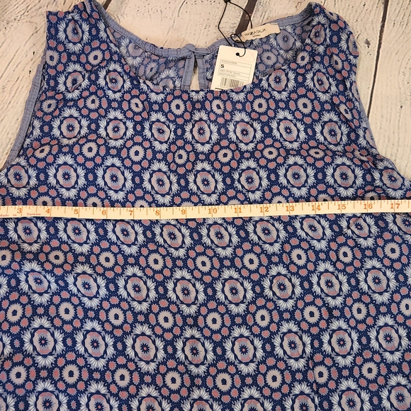PIAZA ITALIA Camisole Tank Boho Print Navy Mauve Taupe Sz S - Picture 5 of 7